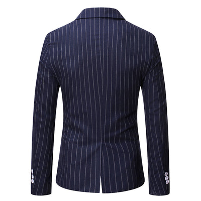 Traje Casual de Invierno para Hombre con Rayas y Cuello Smoking Doble Botonadura - Image 7