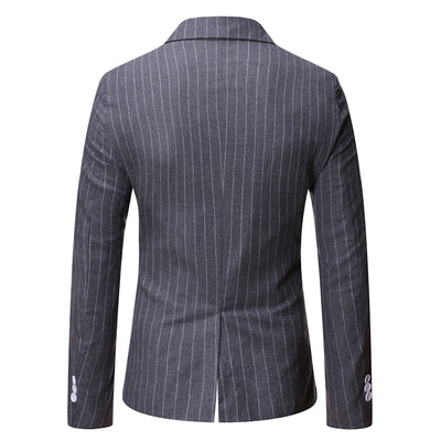 Traje Casual de Invierno para Hombre con Rayas y Cuello Smoking Doble Botonadura - Image 5