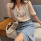 Blusa Coreana de Gasa con Manga Corta - Estilo Temperamento