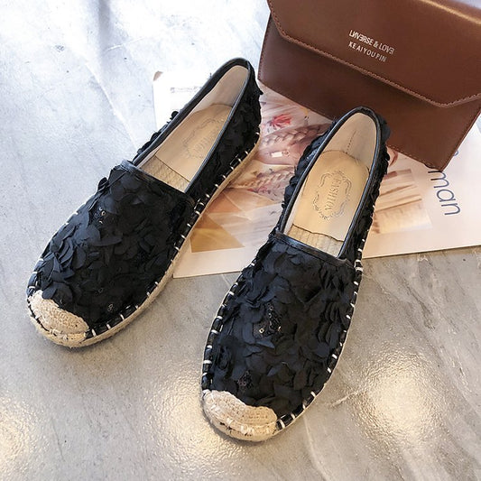 Zapatos Planos de Mujer con Punta Redonda y Suela de Cuerda de Cáñamo