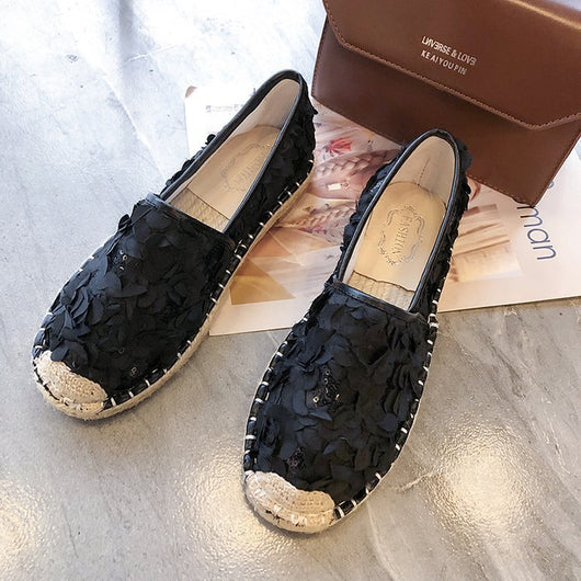 Zapatos Planos de Mujer con Punta Redonda y Suela de Cuerda de Cáñamo