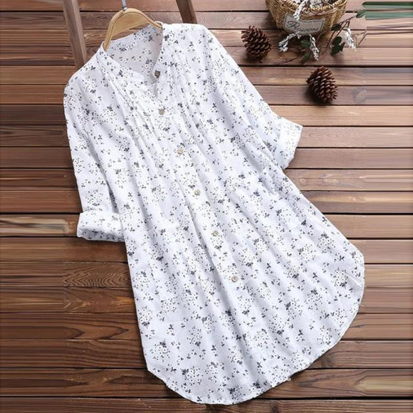 Blusa Suelta con Cuello Floral - Casual y Versátil