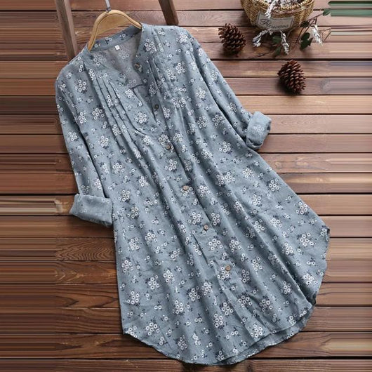 Blusa Suelta con Cuello Floral - Casual y Versátil