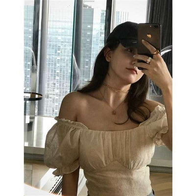 Blusa Floral Mujer Manga Corta Abullonada Cuello Cuadrado - Image 6