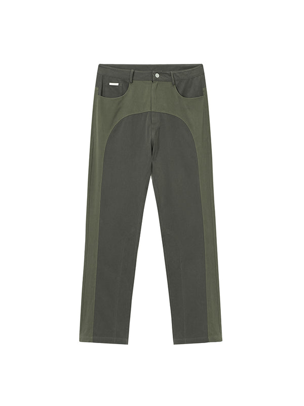 Pantalones Casuales de Sarga con Costuras Contrastadas