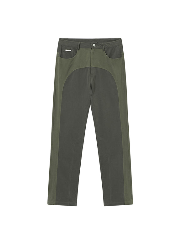 Pantalones Casuales de Sarga con Costuras Contrastadas