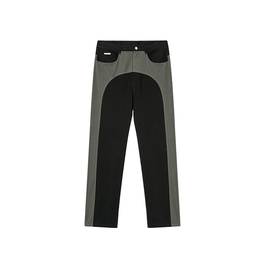 Pantalones Casuales de Sarga con Costuras Contrastadas