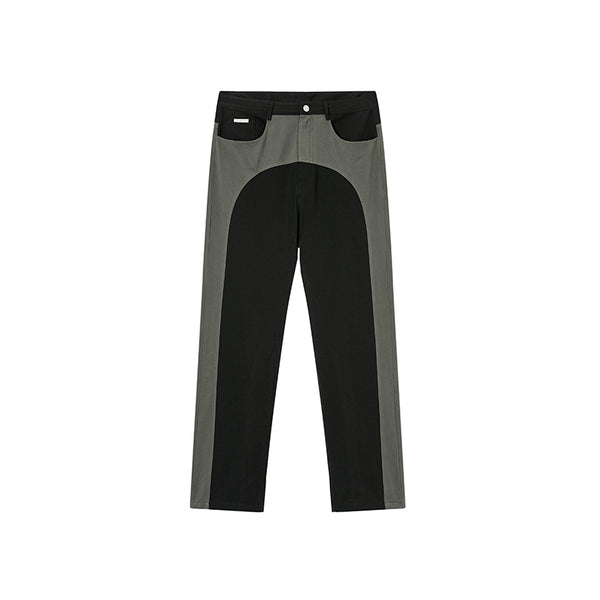 Pantalones Casuales de Sarga con Costuras Contrastadas