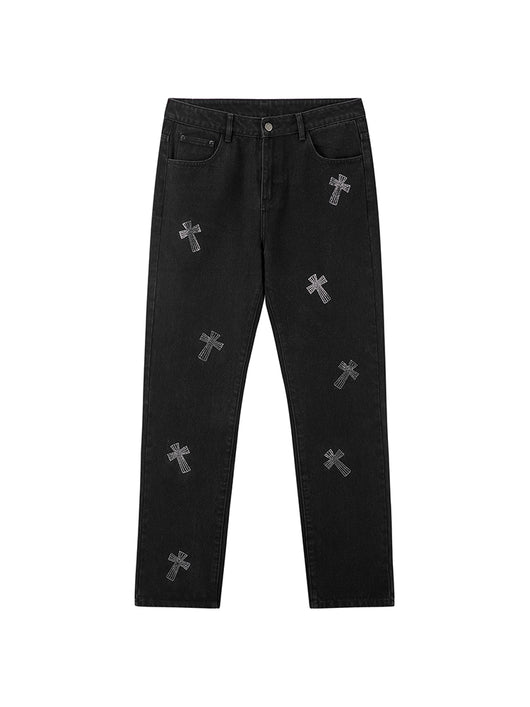 Jeans Negro con Cruces y Brillantes Retro - Image 10