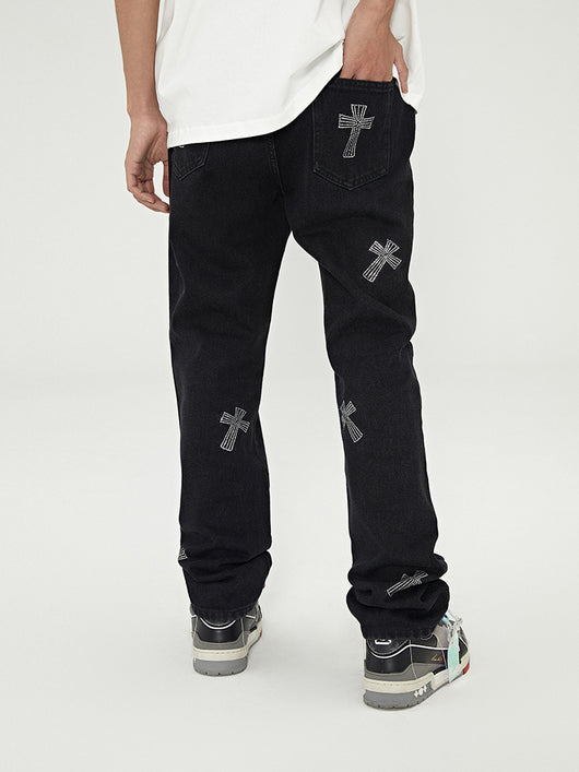 Jeans Negro con Cruces y Brillantes Retro - Image 9