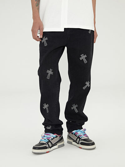 Jeans Negro con Cruces y Brillantes Retro - Image 11