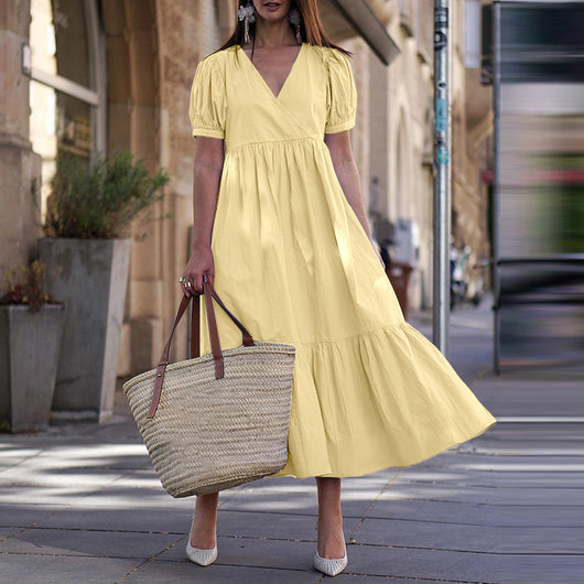 Vestido Casual Elegante de Escote V y Falda A-line para Mujer - Image 6