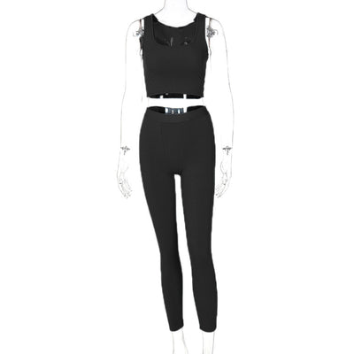 Conjunto Deportivo Yoga Crop Top sin Mangas Slim Fit - Image 13