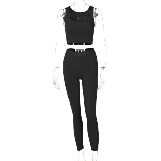 Conjunto Deportivo Yoga Crop Top sin Mangas Slim Fit - Image 13