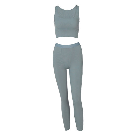 Conjunto Deportivo Yoga Crop Top sin Mangas Slim Fit - Image 4