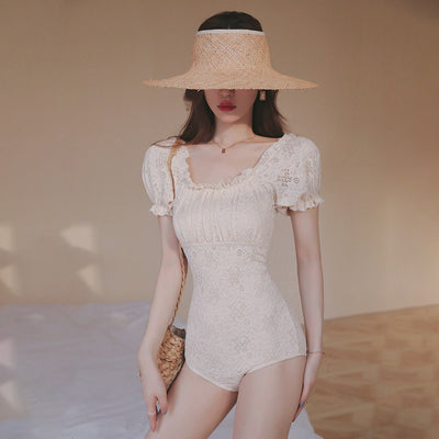Traje de Baño Retro Escotado con Encaje y Control de Abdomen - Image 7
