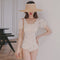 Traje de Baño Retro Escotado con Encaje y Control de Abdomen