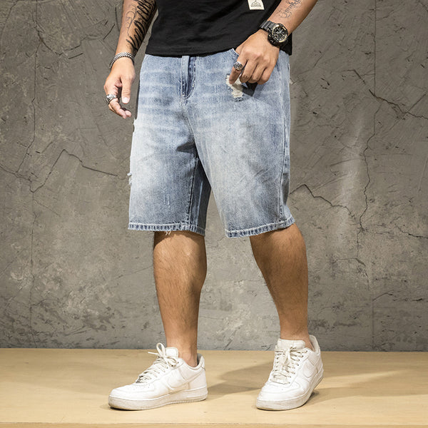 Shorts de Mezclilla Elástica de Cinco Bolsillos para Hombre