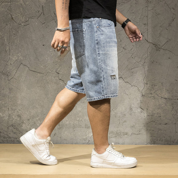 Shorts de Mezclilla Elástica de Cinco Bolsillos para Hombre