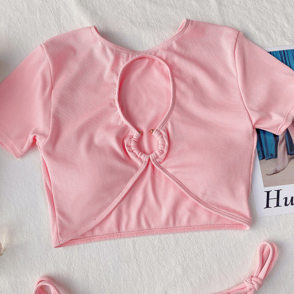 Traje de Baño Bikini Sexy con Detalles Calados para Mujer