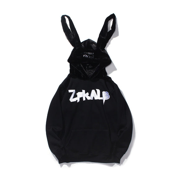 Sudadera Retro con Capucha y Orejas de Conejo Bordadas