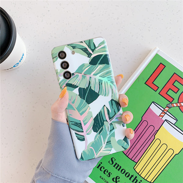 Funda Protectora para Teléfono con Diseño de Flores Láser