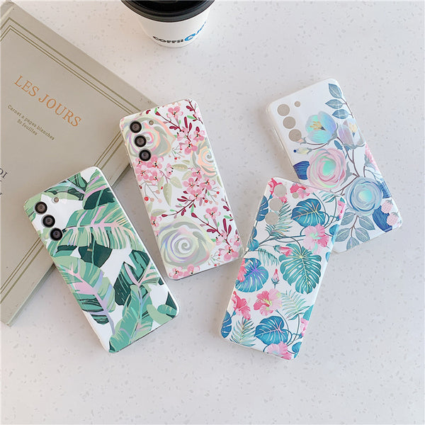 Funda Protectora para Teléfono con Diseño de Flores Láser