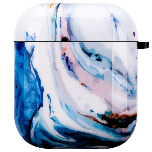 Funda Protectora para AirPods - Diseño Mármol Azul Brillante Compatible con Apple - Image 2