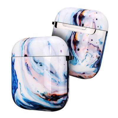 Funda Protectora para AirPods - Diseño Mármol Azul Brillante Compatible con Apple