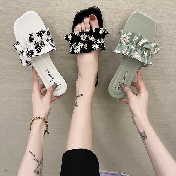 Sandalias y Pantuflas Floral Mujer con Suela Suave y Cómoda
