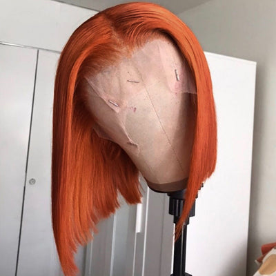 Peluca Bob Degradado Naranja con Frente de Encaje - Cabello Humano - Image 5