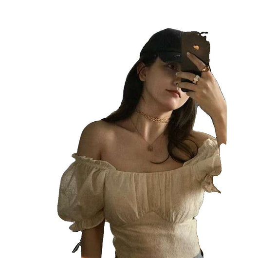 Blusa Floral Mujer Manga Corta Abullonada Cuello Cuadrado
