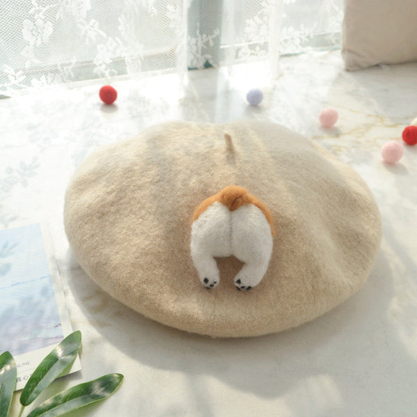 Boina Adorable con Estampa de Corgi