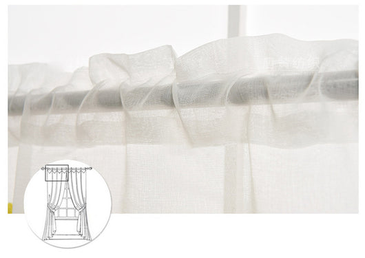 White sheer curtain with embroidered yellow sunflowers and green stems, hanging on a window rod. - Image 12