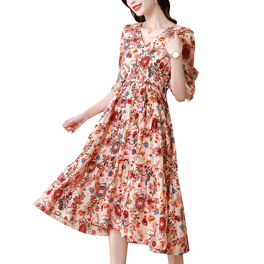 Vestido de Seda Floral Elegante - Diseño Premium Rejuvenecedor - Image 8