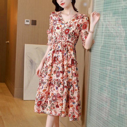 Vestido de Seda Floral Elegante - Diseño Premium Rejuvenecedor - Image 2