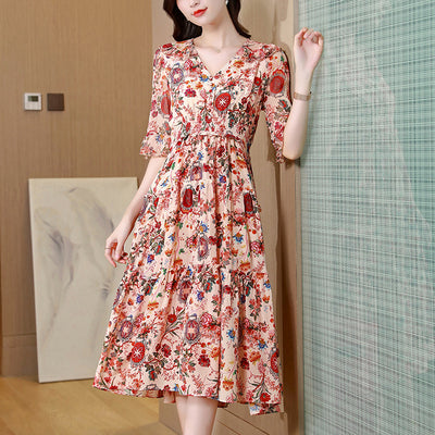Vestido de Seda Floral Elegante - Diseño Premium Rejuvenecedor - Image 4