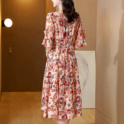 Vestido de Seda Floral Elegante - Diseño Premium Rejuvenecedor - Image 3
