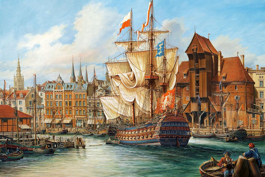 Pintura de Diamantes Mosaico Bordado Barcos en el Mar - Manualidad de Punto de Cruz