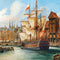 Pintura Diamante Mosaico Bordado Barcos no Mar - Artesanato Ponto Cruz