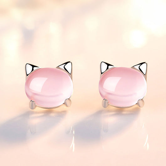 Aretes de Plata Pura S925 Gatos Coreanos para Niñas y Adolescentes - Image 10