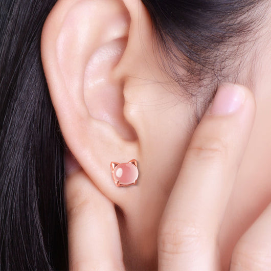 Aretes de Plata Pura S925 Gatos Coreanos para Niñas y Adolescentes - Image 4