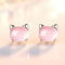 Aretes de Plata Pura S925 Gatos Coreanos para Niñas y Adolescentes