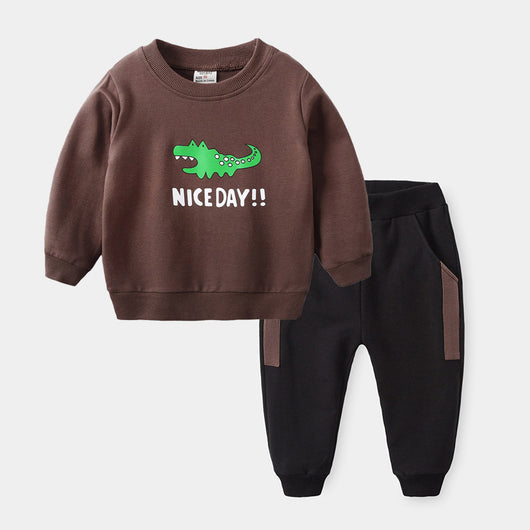 Conjunto Deportivo Infantil con Estampado Cartoon - Sudadera y Pantalón Holgado - Image 4