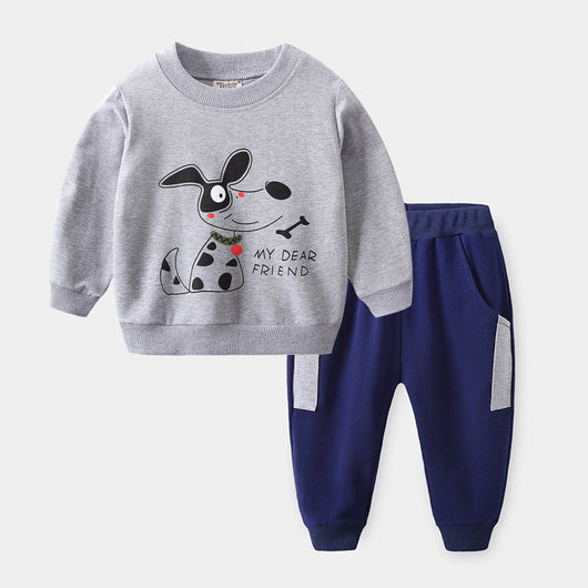 Conjunto Deportivo Infantil con Estampado Cartoon - Sudadera y Pantalón Holgado
