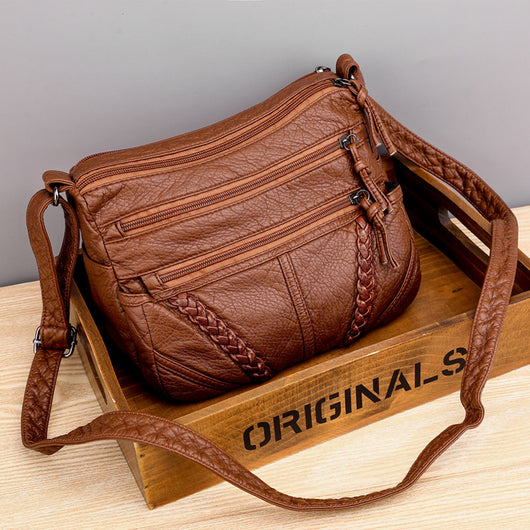 Bolso Mensajero de Cuero Suave con Gran Capacidad para Mujer - Image 8