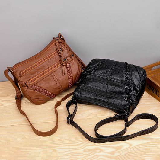 Bolso Mensajero de Cuero Suave con Gran Capacidad para Mujer
