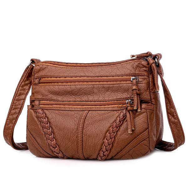Bolso Mensajero de Cuero Suave con Gran Capacidad para Mujer