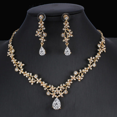 Conjunto de Joyería Nupcial Circón Dorado - Collar y Aretes para Boda - Image 9