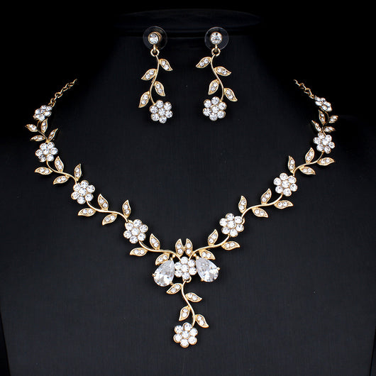 Conjunto de Joyería Nupcial Circón Dorado - Collar y Aretes para Boda - Image 11